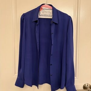 Theory Deep Blue/purple silk Button Down Shirt